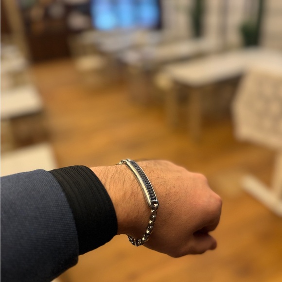 Tiffany & Co. Men's Silver Bracelet with Black Detail